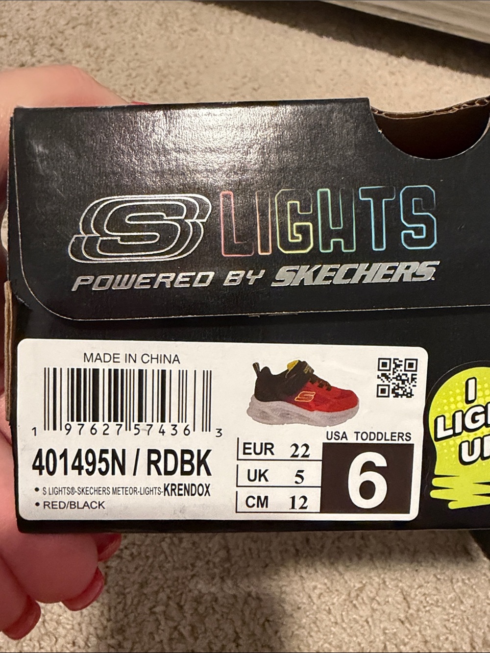 Skechers Toddler Light-Up Sneakers — Red and Black